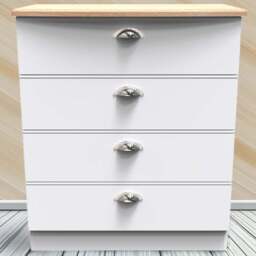 Crowndale Victoria 4 Drawer White Ash and Oak Chest of Drawers - Wilko - thumbnail 1