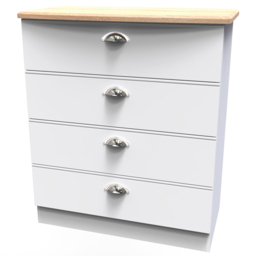 Crowndale Victoria 4 Drawer White Ash and Oak Chest of Drawers - Wilko - thumbnail 5
