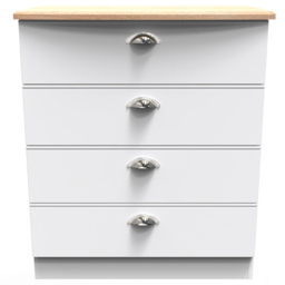 Crowndale Victoria 4 Drawer White Ash and Oak Chest of Drawers - Wilko - thumbnail 3