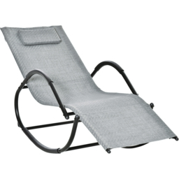 Outsunny Grey Zero Gravity Rocking Sun Lounger with Pillow - Size: 1 Seater - Wilko - thumbnail 3