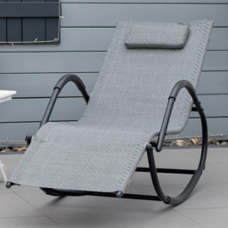 Outsunny Grey Zero Gravity Rocking Sun Lounger with Pillow - Size: 1 Seater - Wilko