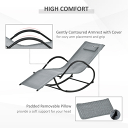 Outsunny Grey Zero Gravity Rocking Sun Lounger with Pillow - Size: 1 Seater - Wilko - thumbnail 6