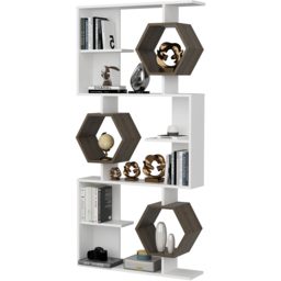 Decorotika Darla 9 Shelf White and Walnut Geometric Bookcase - Size: 171 x 90 x 24.6cm - Multi - Wilko - thumbnail 5