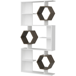 Decorotika Darla 9 Shelf White and Walnut Geometric Bookcase - Size: 171 x 90 x 24.6cm - Multi - Wilko - thumbnail 3