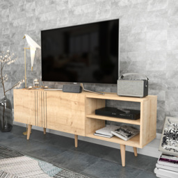Decorotika Ronas 2 Door 2 Shelf Oak Wide TV Unit - Size: 59.5 x 160 x 35cm - Yellow - Wilko - thumbnail 5