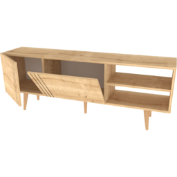 Decorotika Ronas 2 Door 2 Shelf Oak Wide TV Unit - Size: 59.5 x 160 x 35cm - Yellow - Wilko - thumbnail 4