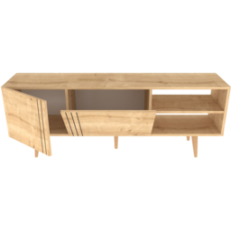 Decorotika Ronas 2 Door 2 Shelf Oak Wide TV Unit - Size: 59.5 x 160 x 35cm - Yellow - Wilko - thumbnail 3