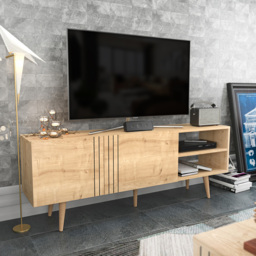 Decorotika Ronas 2 Door 2 Shelf Oak Wide TV Unit - Size: 59.5 x 160 x 35cm - Yellow - Wilko - thumbnail 6