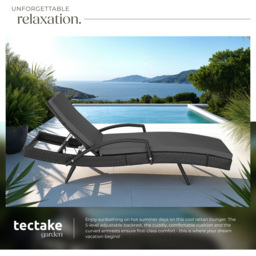 tectake Oceane Black 5 Level Adjustable Aluminium Frame Sun Lounger - Size: 74.5 x 62 x 190cm - Wilko - thumbnail 5