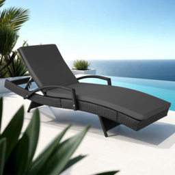 tectake Oceane Black 5 Level Adjustable Aluminium Frame Sun Lounger - Size: 74.5 x 62 x 190cm - Wilko - thumbnail 1