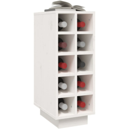 vidaXL 10 Bottle White Freestanding Wine Cabinet - Size: 61 x 23 x 34cm - Wilko - thumbnail 4