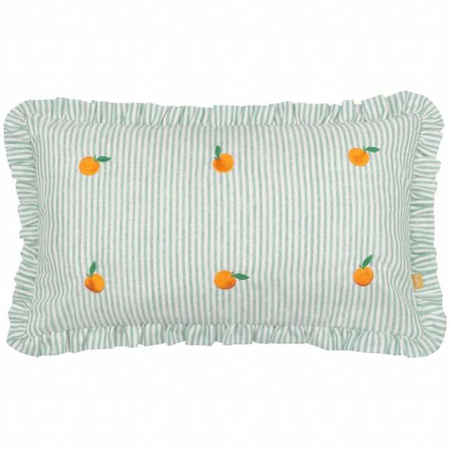 furn. Les Fleurs Orange Embroidered Ruffle Polyester Filled Cushion 30 x 50cm - Wilko - image 1
