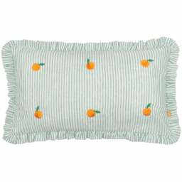 furn. Les Fleurs Orange Embroidered Ruffle Polyester Filled Cushion 30 x 50cm - Wilko - thumbnail 1