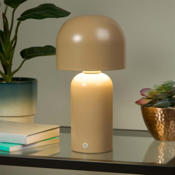 Lighting Collection Taupe Rechargeable LED Table Lamp - Size: 28.5 x 14.5 x 14.5cm - Natural Taupe - Wilko - thumbnail 3