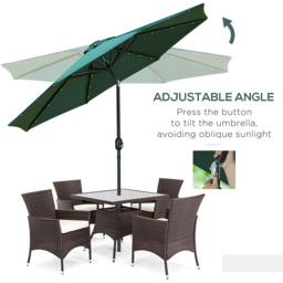 Outsunny Green Solar LED Crank and Tilt Garden Parasol 2.7m - Size: 3m - Wilko - thumbnail 6