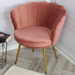 Flora Dark Pink Velvet Scalloped Back Accent Chair - Size: Single - Home Garden Direct - Wilko
