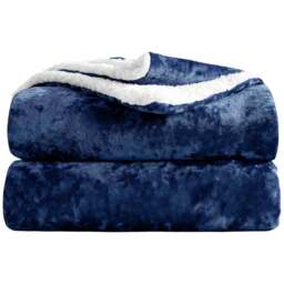 Velosso Navy Crushed Velvet Throw 125 x 200cm - Size: 125 x 200 x 1cm - Wilko