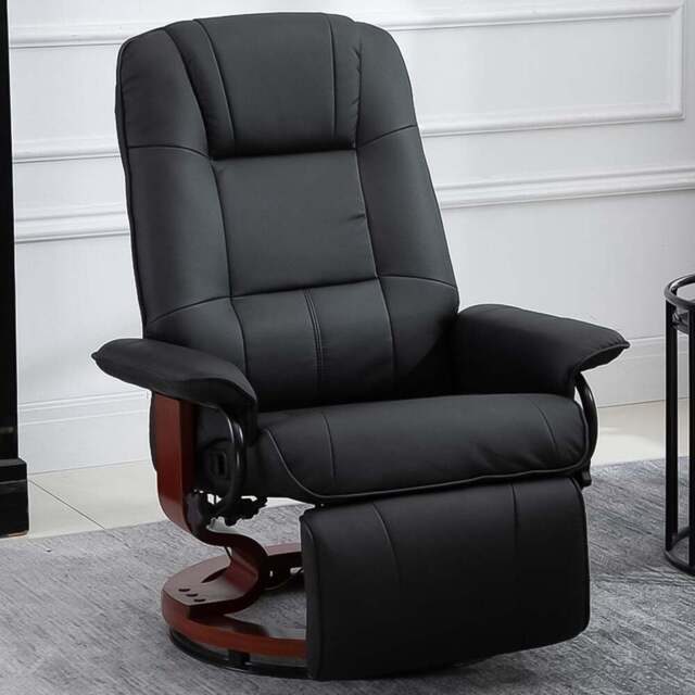 HOMCOM Black Manual Recliner Swivel Reclining Chair - Size: Single - Wilko - image 1
