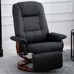 HOMCOM Black Manual Recliner Swivel Reclining Chair - Size: Single - Wilko