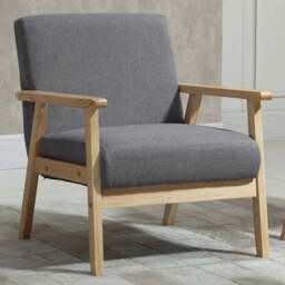 Portland Grey Linen Accent Chair - Size: Single - Wilko