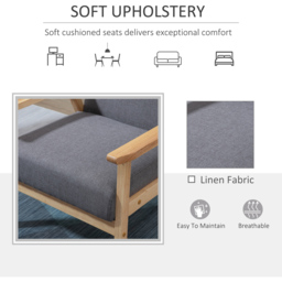 Portland Grey Linen Accent Chair - Size: Single - Wilko - thumbnail 5