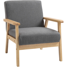 Portland Grey Linen Accent Chair - Size: Single - Wilko - thumbnail 3