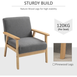 Portland Grey Linen Accent Chair - Size: Single - Wilko - thumbnail 6
