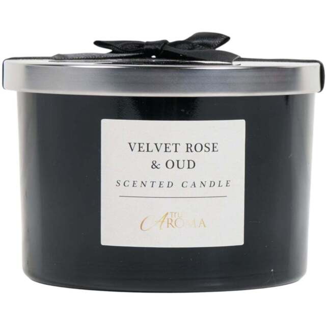 3 Wick Scented Candle Velvet Rose and Oud - True Aroma - Wilko - image 1