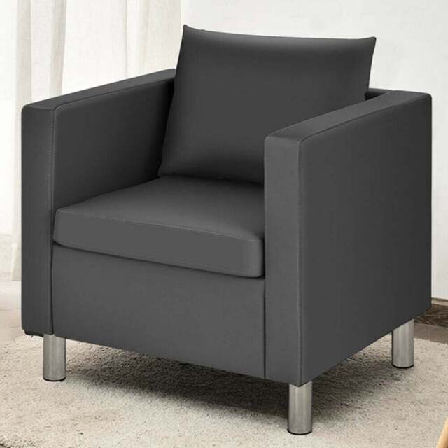 Costway PU Leather Accent Tub Chair with Pillow - Size: Single - Black - Wilko - image 1