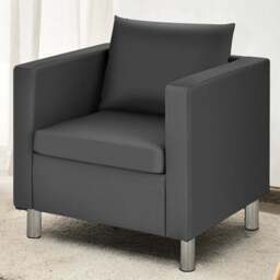 Costway PU Leather Accent Tub Chair with Pillow - Size: Single - Black - Wilko - thumbnail 1