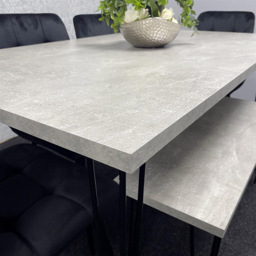 Kosy Koala 6 Seater Grey and Black Velvet Dining Table Set - Multi - Wilko - thumbnail 3
