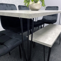Kosy Koala 6 Seater Grey and Black Velvet Dining Table Set - Multi - Wilko - thumbnail 6