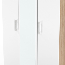 Crowndale Devon 3 Door Matt White and Bardolino Oak Mirrored Wardrobe Ready Assembled - White Matt & Bardolino Oak - Wilko - thumbnail 6