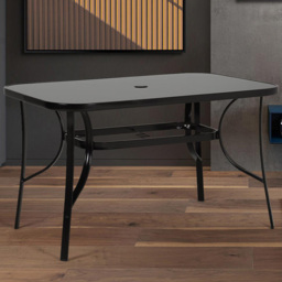 Living and Home Glass 4 Seater Rectangular Garden Dining Table - Black - Wilko