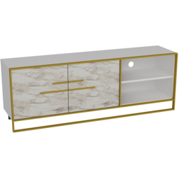 Decorotika Polka 2 Door White Marble and Gold TV Unit - Size: 56.6 x 160 x 38.5cm - Multi - Wilko - thumbnail 3