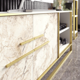 Decorotika Polka 2 Door White Marble and Gold TV Unit - Size: 56.6 x 160 x 38.5cm - Multi - Wilko - thumbnail 6