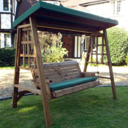 Charles Taylor Dorset 3 Seater Swing with Green Cushions and Roof Cover - Wilko