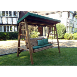 Charles Taylor Dorset 3 Seater Swing with Green Cushions and Roof Cover - Wilko - thumbnail 5