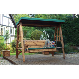 Charles Taylor Dorset 3 Seater Swing with Green Cushions and Roof Cover - Wilko - thumbnail 3
