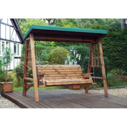 Charles Taylor Dorset 3 Seater Swing with Green Cushions and Roof Cover - Wilko - thumbnail 4