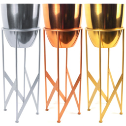 Botanik Gold Metal Plant Stand Planter with Stand 55 x 19cm - Size: 55 x 19 x 19cm - Wilko - thumbnail 4