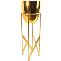 Botanik Gold Metal Plant Stand Planter with Stand 55 x 19cm - Size: 55 x 19 x 19cm - Wilko