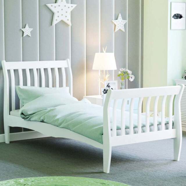JUNIOR VIDA Orion Single White Sleigh Kids Bed Frame - Wilko - image 1