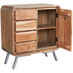 Brooklyn Single Door 4 Drawer Hardwood Sideboard - Brown - Wilko - thumbnail 4