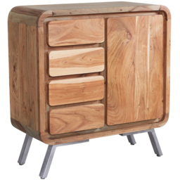 Brooklyn Single Door 4 Drawer Hardwood Sideboard - Brown - Wilko - thumbnail 3