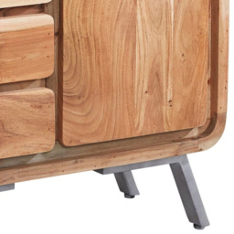Brooklyn Single Door 4 Drawer Hardwood Sideboard - Brown - Wilko - thumbnail 5