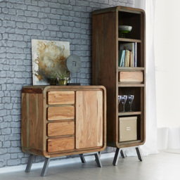 Brooklyn Single Door 4 Drawer Hardwood Sideboard - Brown - Wilko - thumbnail 6