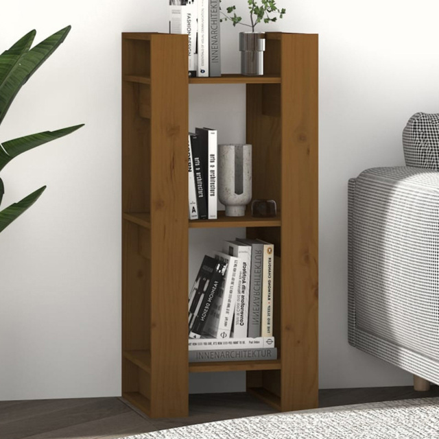 vidaXL 3 Shelf Honey Brown Solid Wood Bookcase - Size: 91 x 41 x 35cm - Wilko - image 1