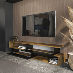 Decorotika Cortez 2 Door 2 Shelf Black and Oud TV Unit - Size: 40 x 160 x 35cm - Multi - Wilko - thumbnail 7