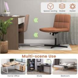 Costway Brown PU Leather Upholstered Office Chair - Size: 67 x 58 x 34cm - Wilko - thumbnail 5